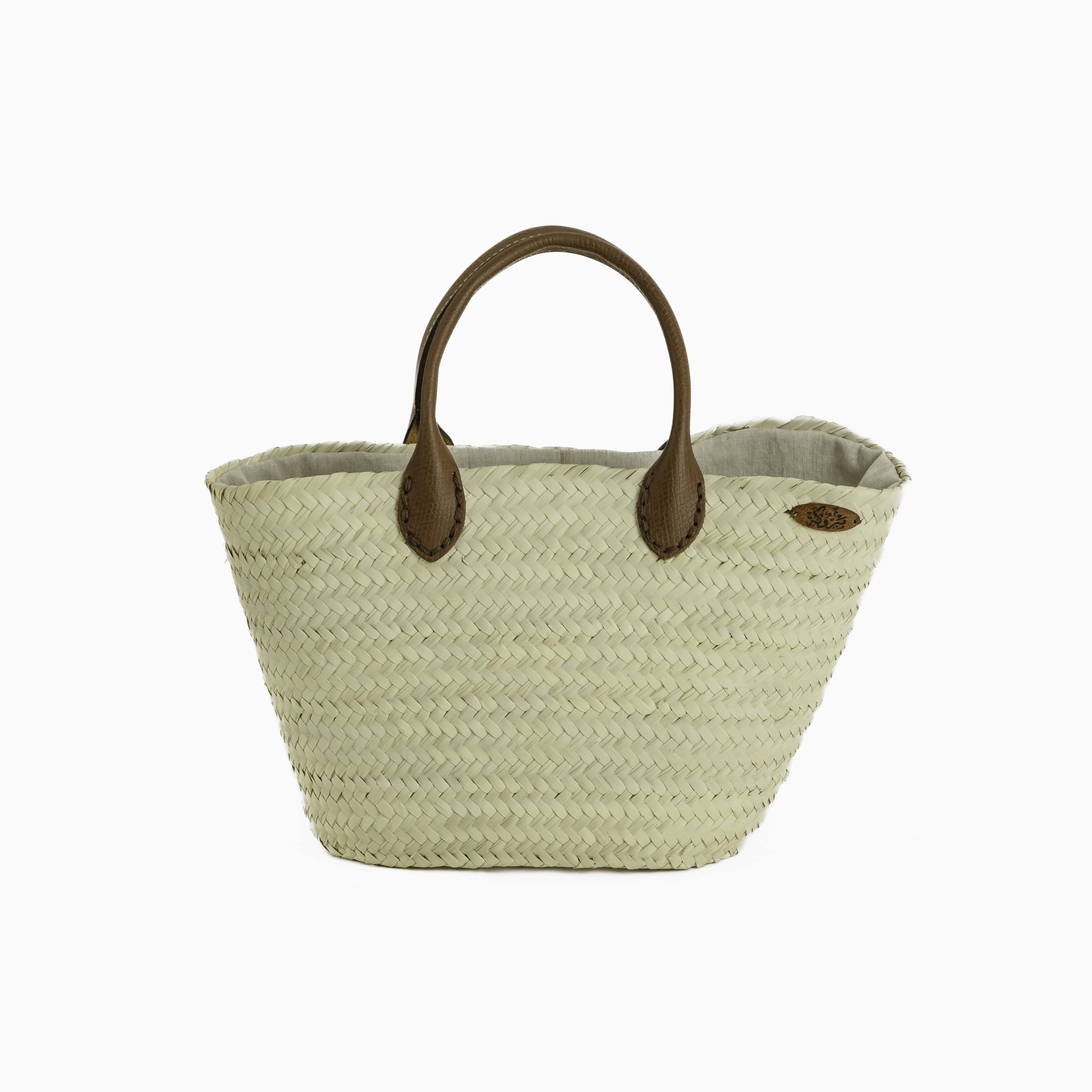 Sac en paille avec poignées en cuir